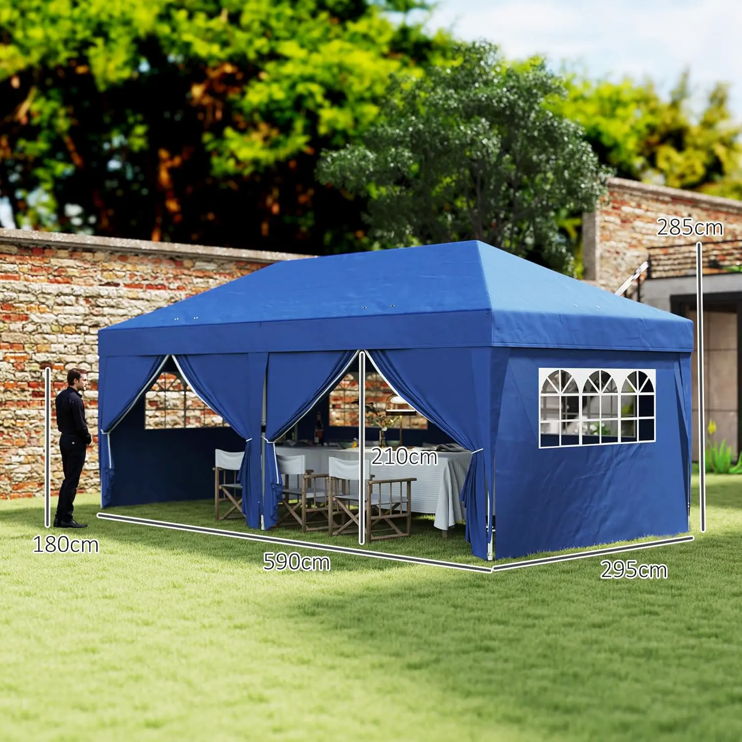 Tonnelle en métal bleu 3x6 m vue 7
