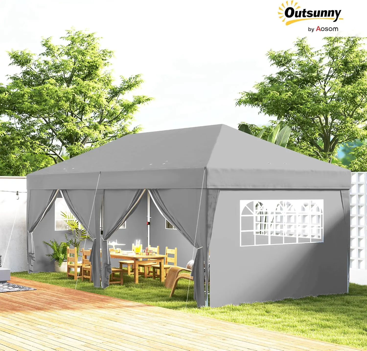 Tonnelle en métal gris 3x6 m vue 2