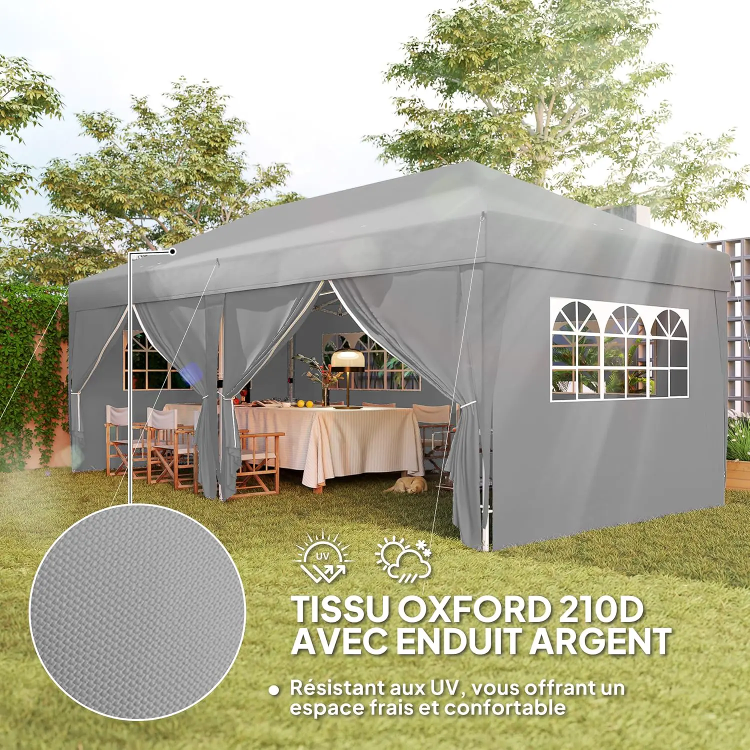 Tonnelle en métal gris 3x6 m vue 4