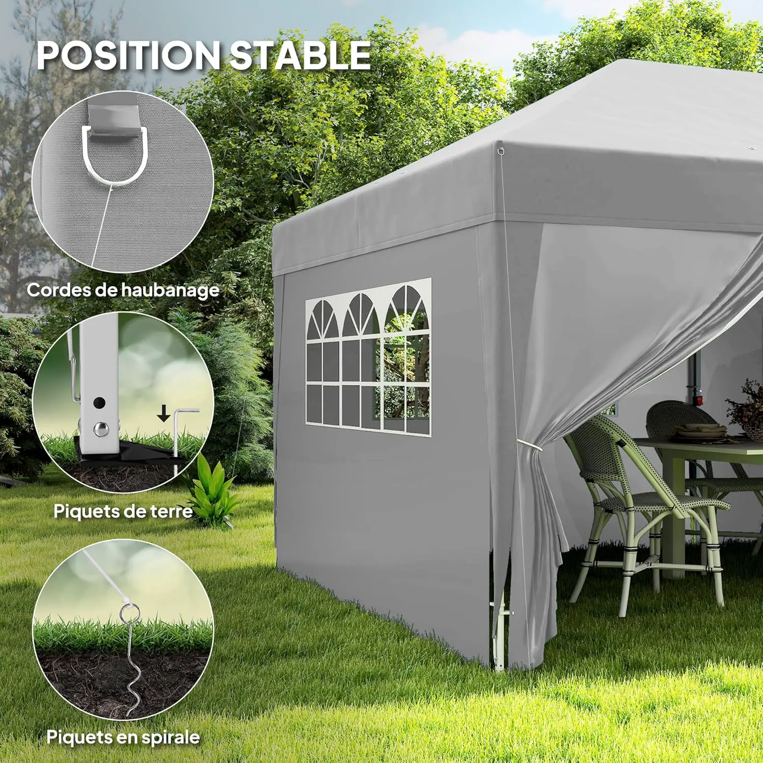 Tonnelle en métal gris 3x6 m vue 5