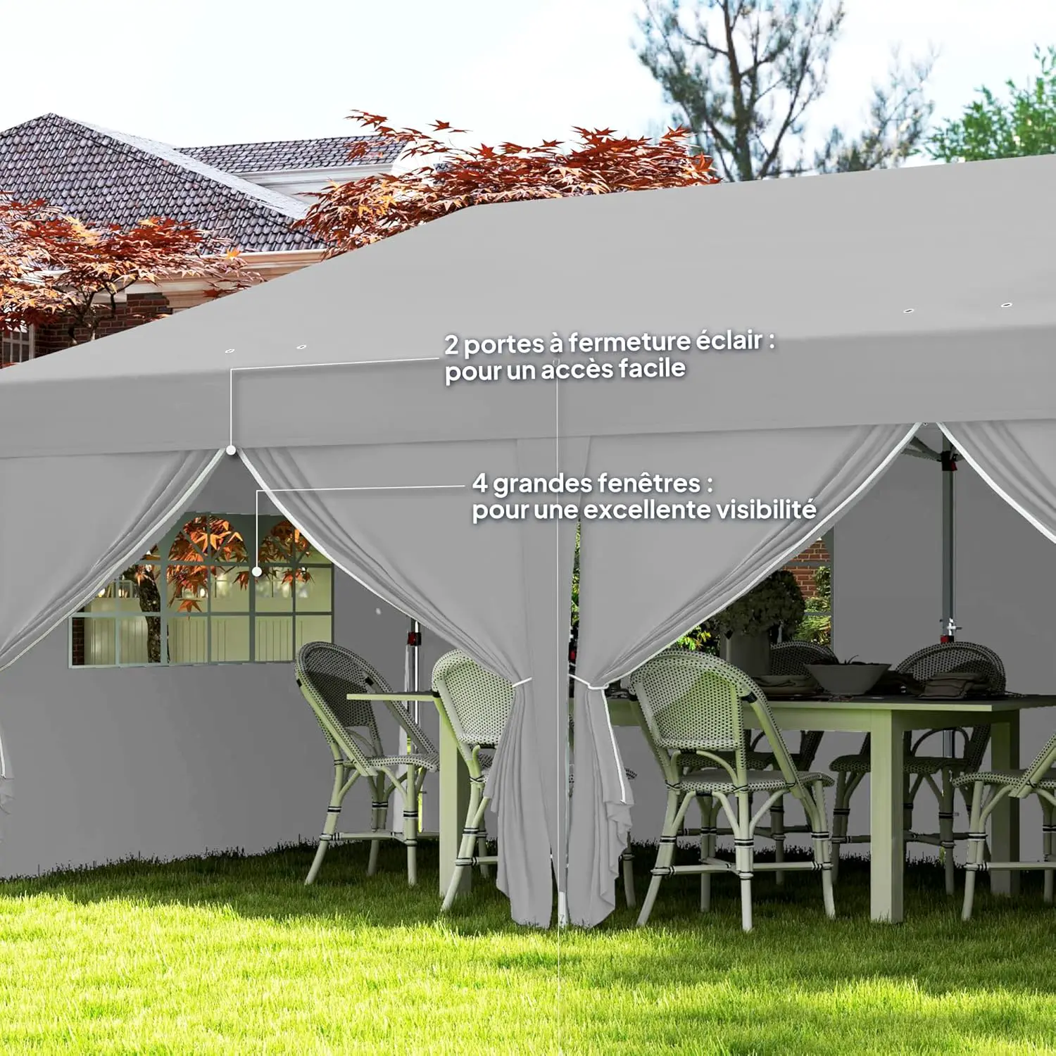 Tonnelle en métal gris 3x6 m vue 6
