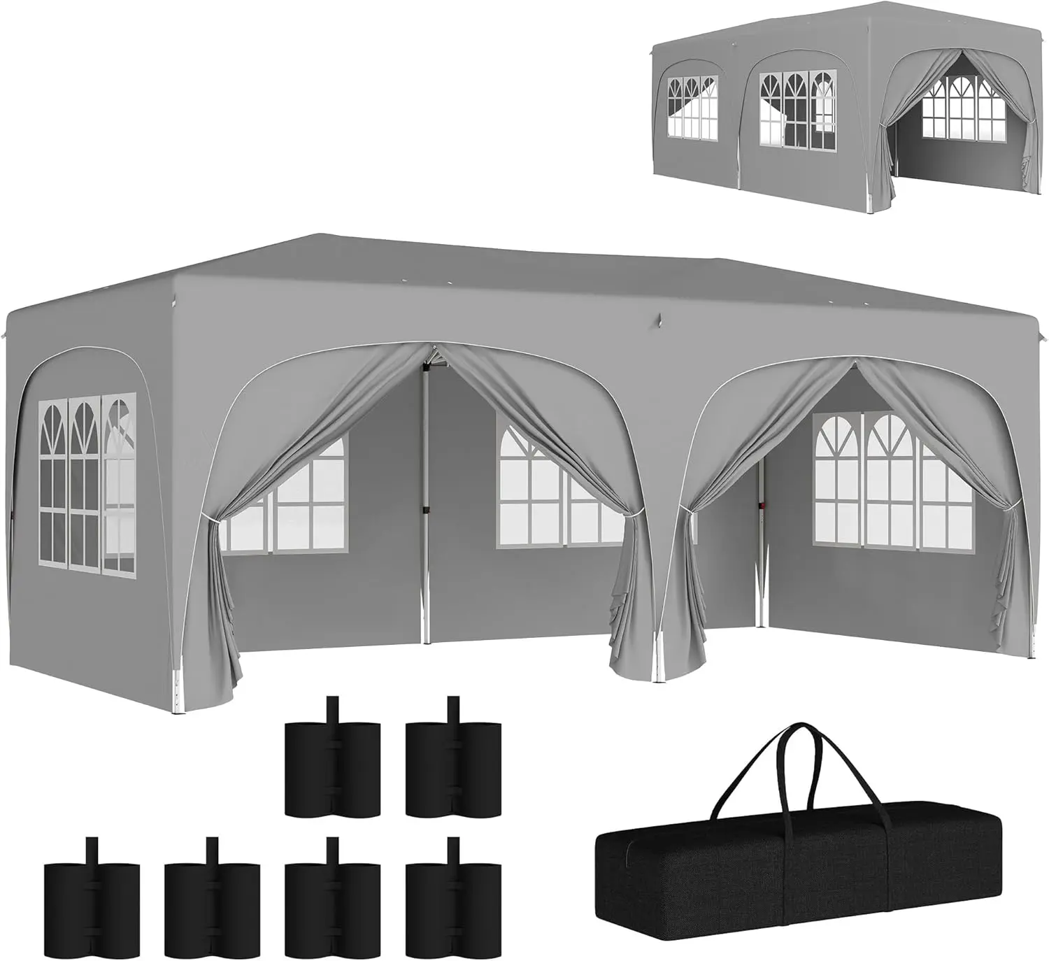 Outsunny Tonnelle de jardin extérieure 3 x 6 m