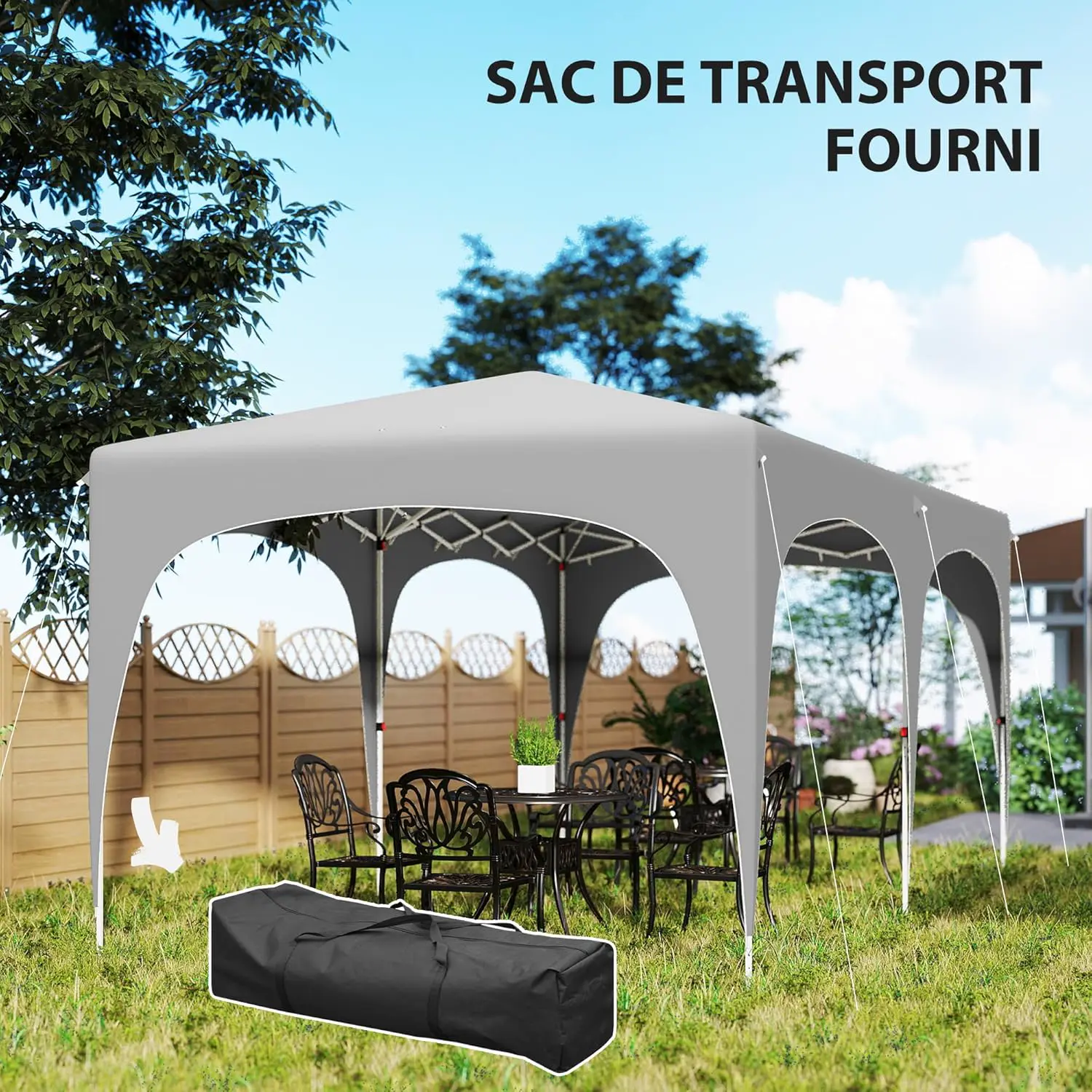 Tonnelle en métal gris 3x6 m vue 6