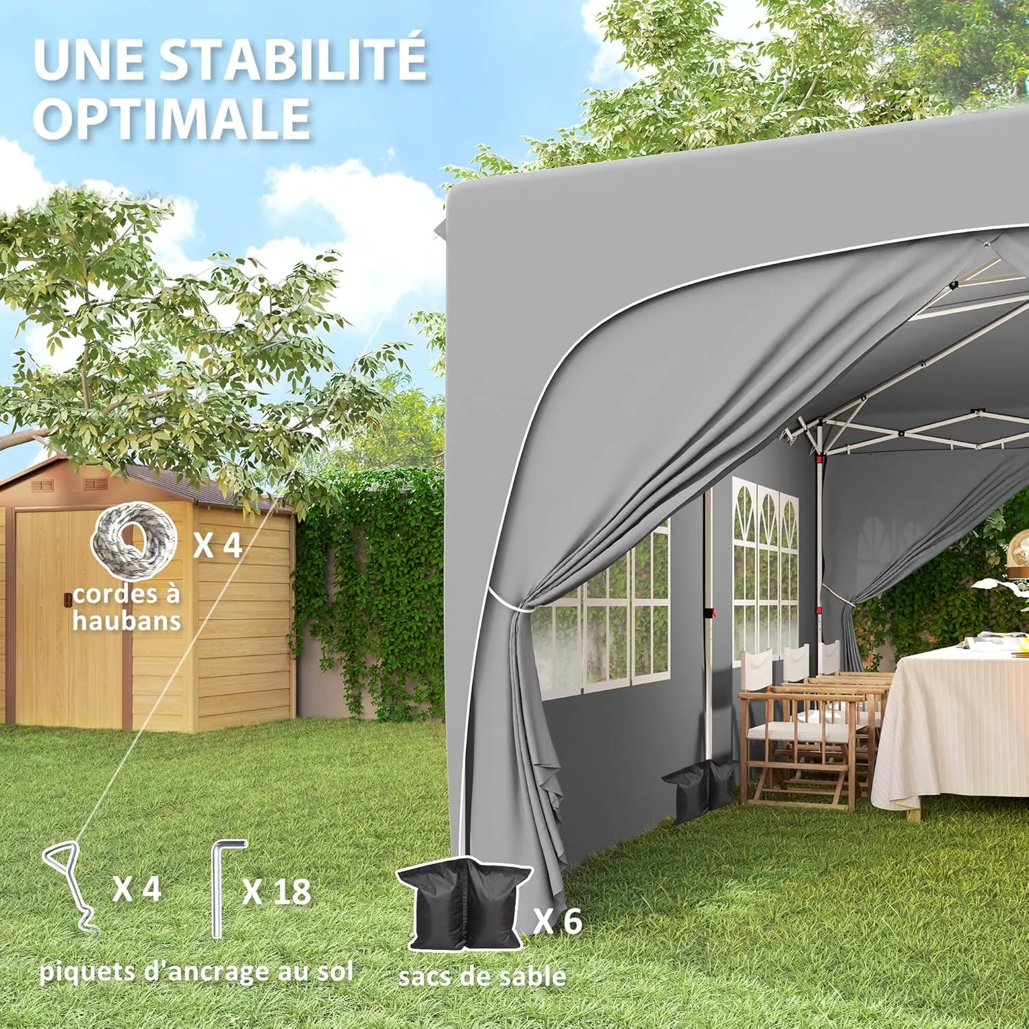 Tonnelle en métal gris 3x6 m vue 8