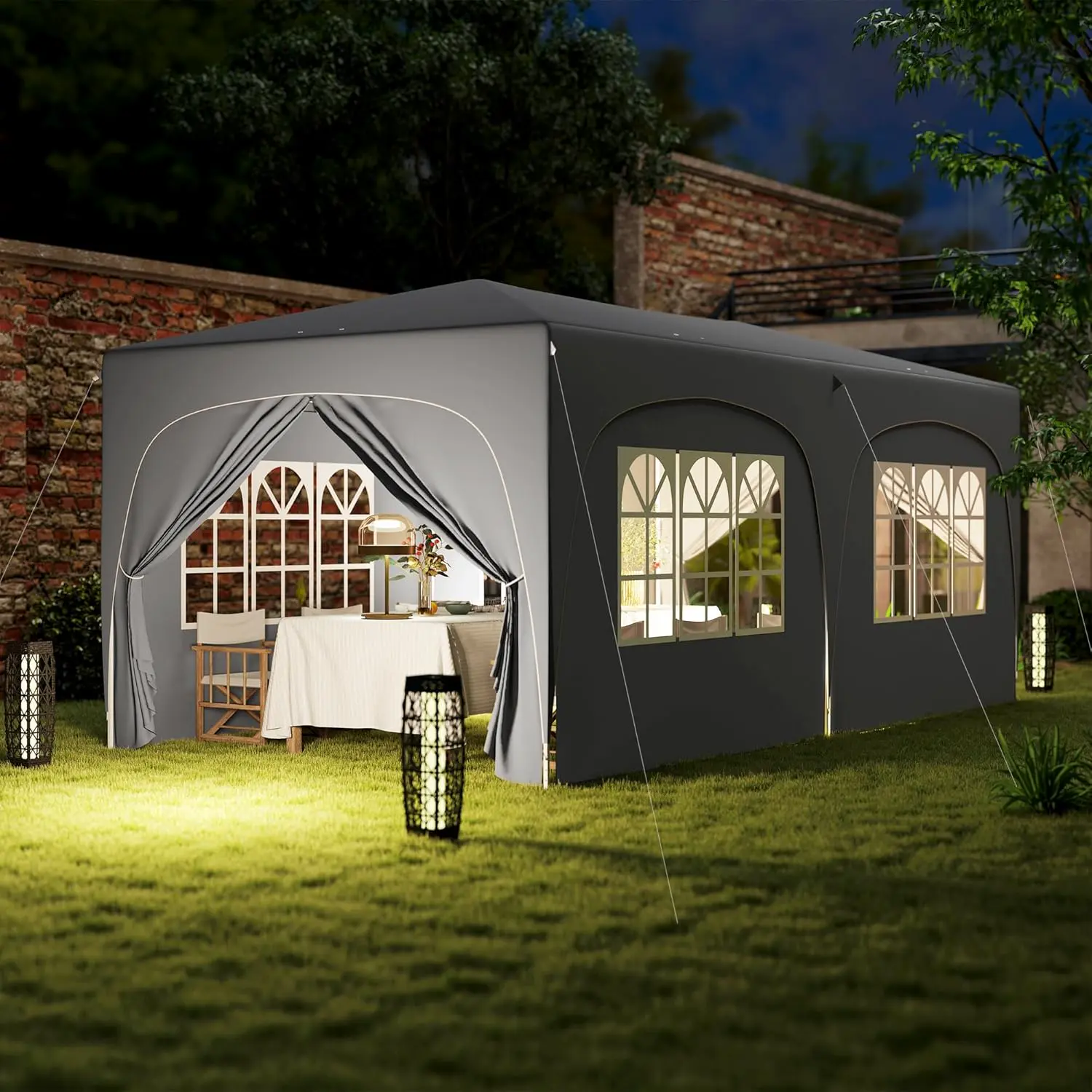 Tonnelle en métal gris 3x6 m vue 9