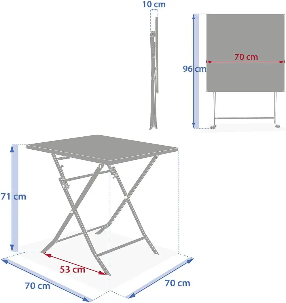 Table de jardin 2 places en métal vert vue 3