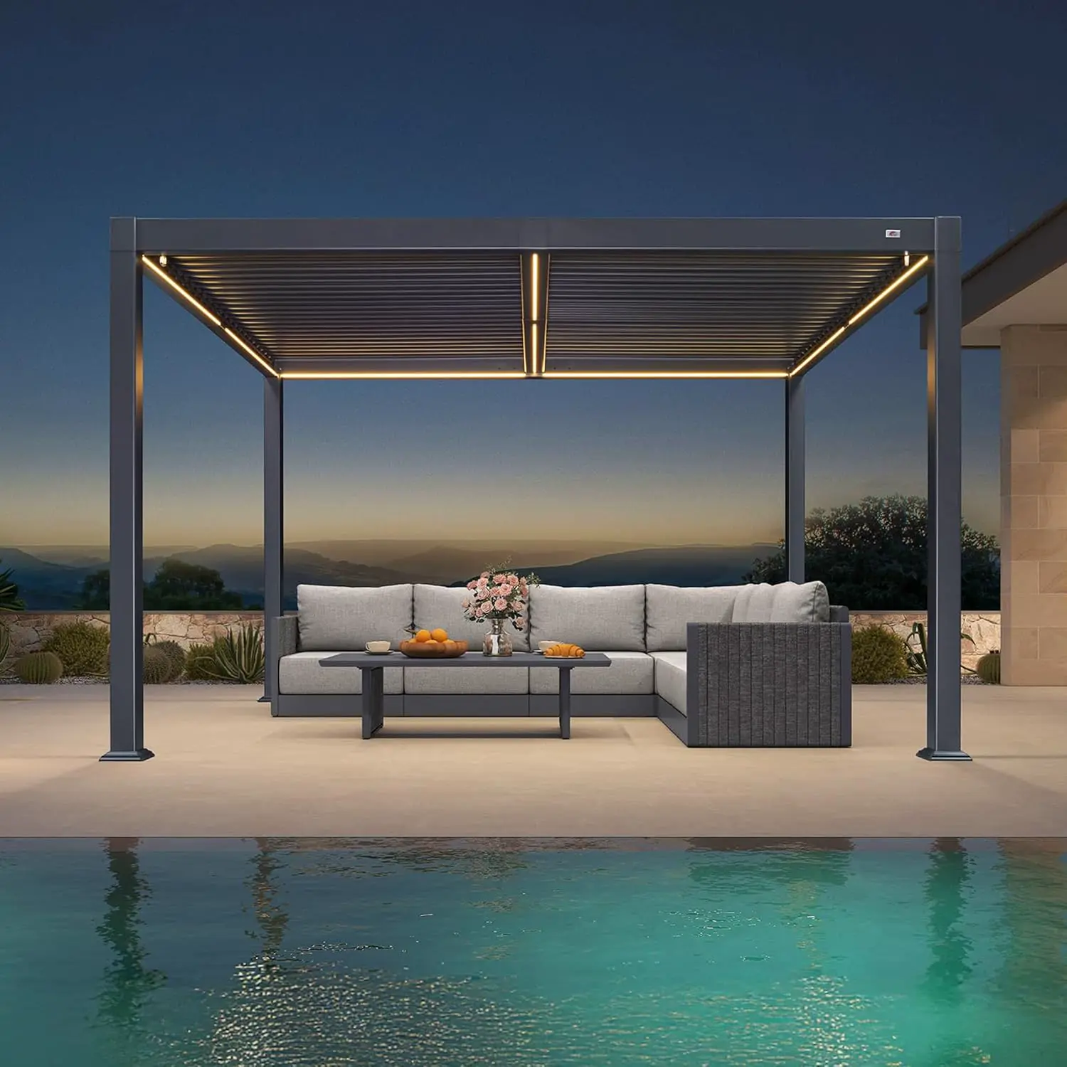 PURPLE LEAF Pergola Bioclimatique en Aluminium 3 x 3,65 m