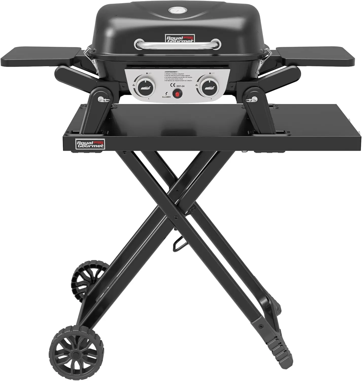 Royal Gourmet Barbecue Gaz Portable avec Tables Latérales Pliables
