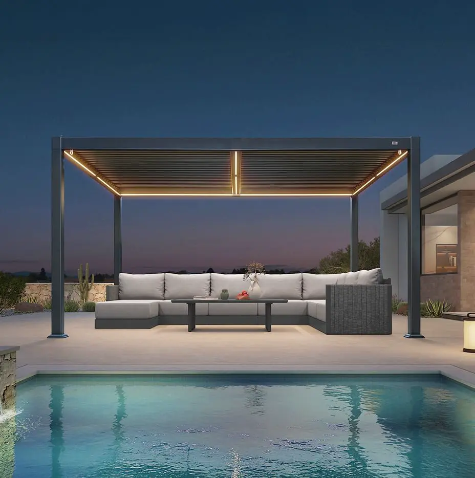 PURPLE LEAF Pergola Bioclimatique en Aluminium 3 x 4,25 m