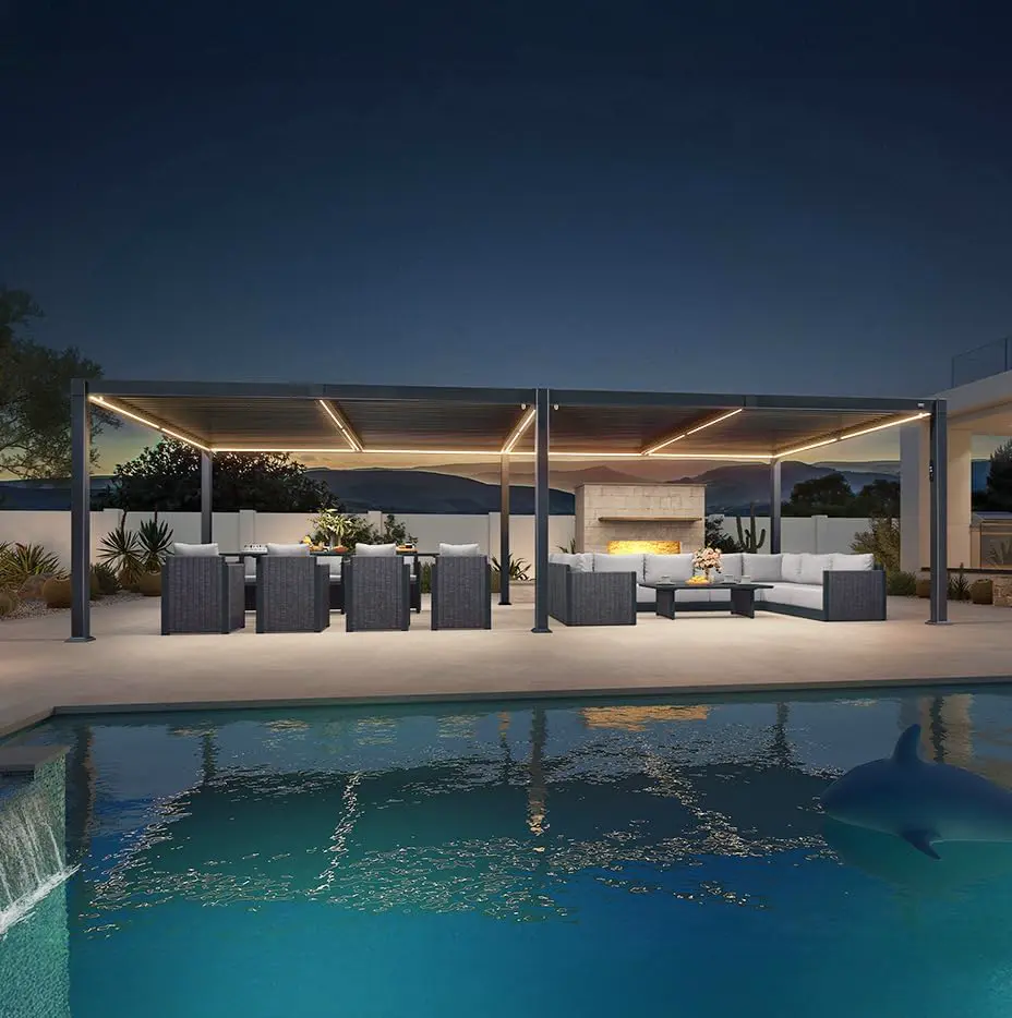 PURPLE LEAF Pergola Bioclimatique en Aluminium 3,5 x 8,5 m