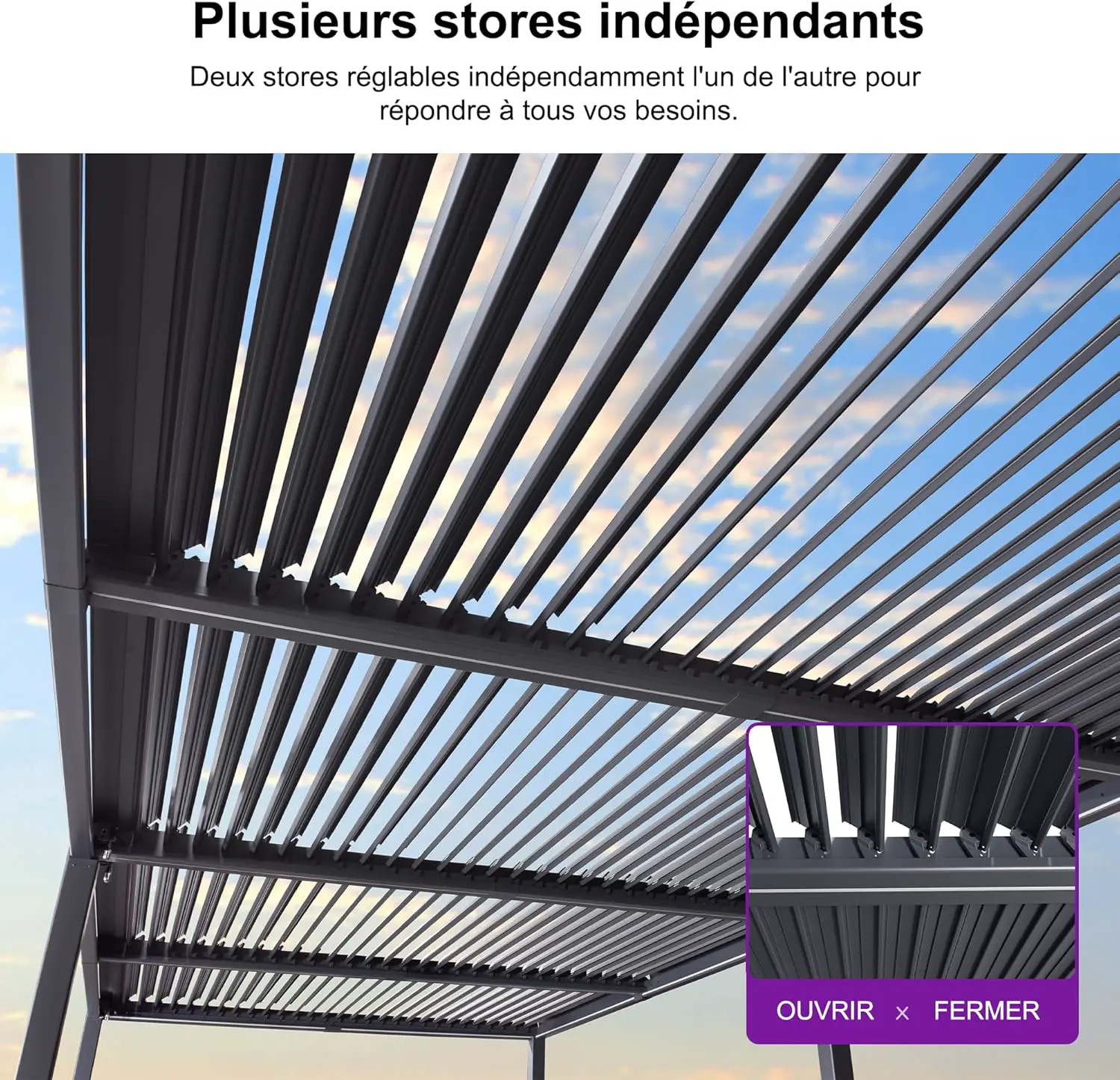 Pergola en aluminium gris 3,5x8,5 m vue 4
