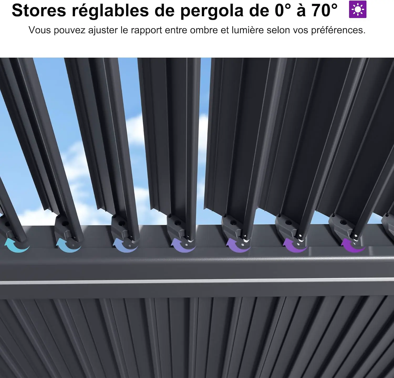 Pergola en aluminium gris 3,5x5,5 m vue 8