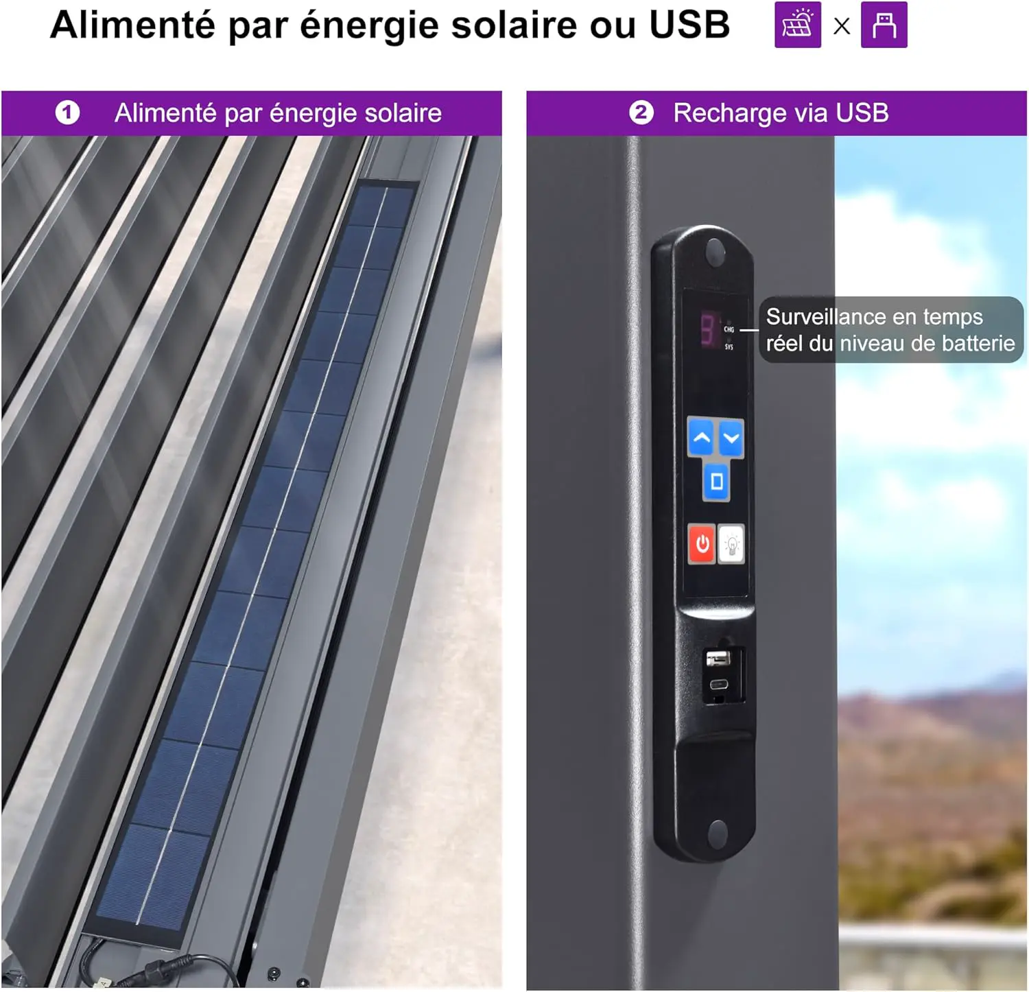 Pergola en aluminium gris 3,5x5,5 m vue 9