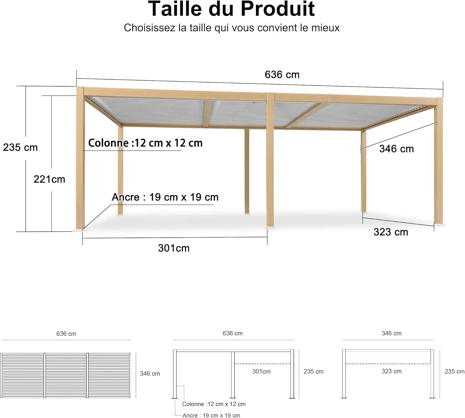 Pergola en aluminium 3,5x6,35 m vue 9