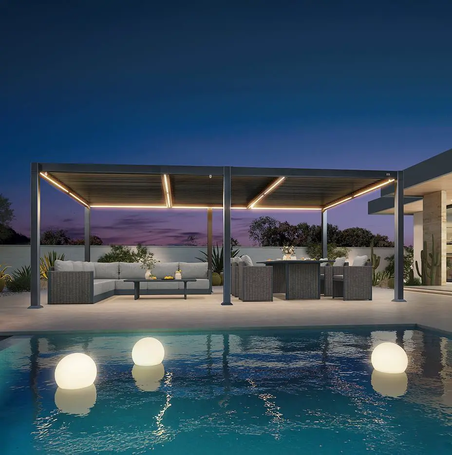 PURPLE LEAF Pergola Bioclimatique en Aluminium 3,5 x 6,35 m
