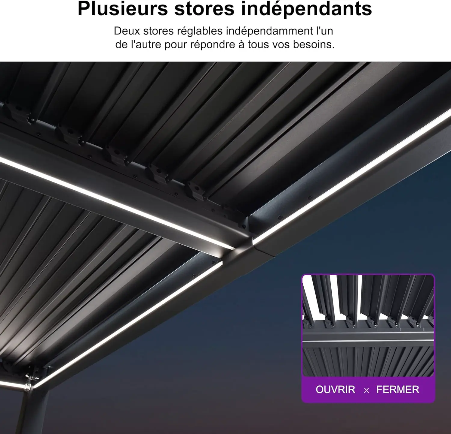 Pergola en aluminium gris 3,5x6,35 m vue 5
