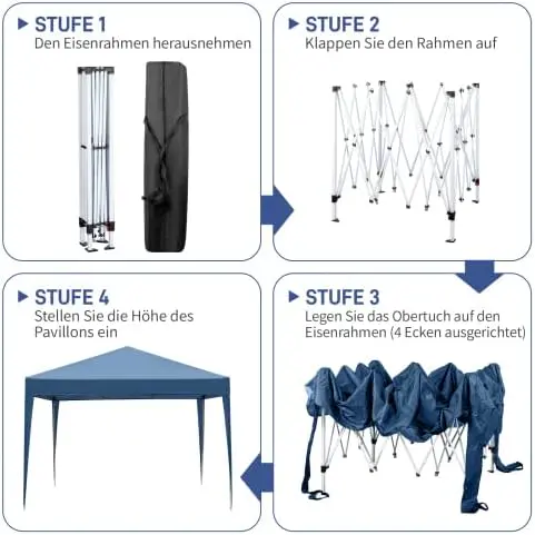 Tonnelle en métal bleu 3x3 m vue 9
