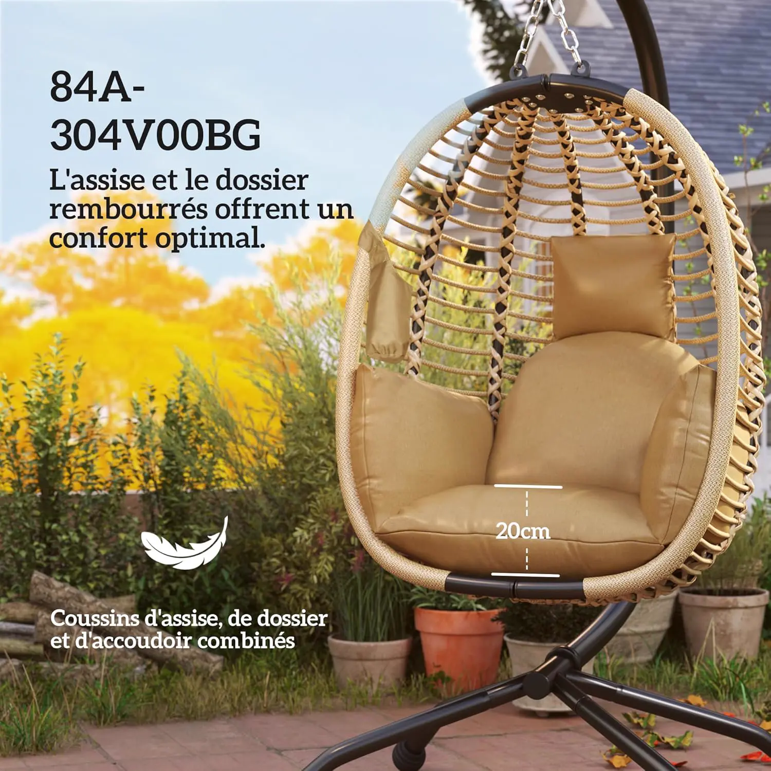 Fauteuils suspendus en métal beige vue 5