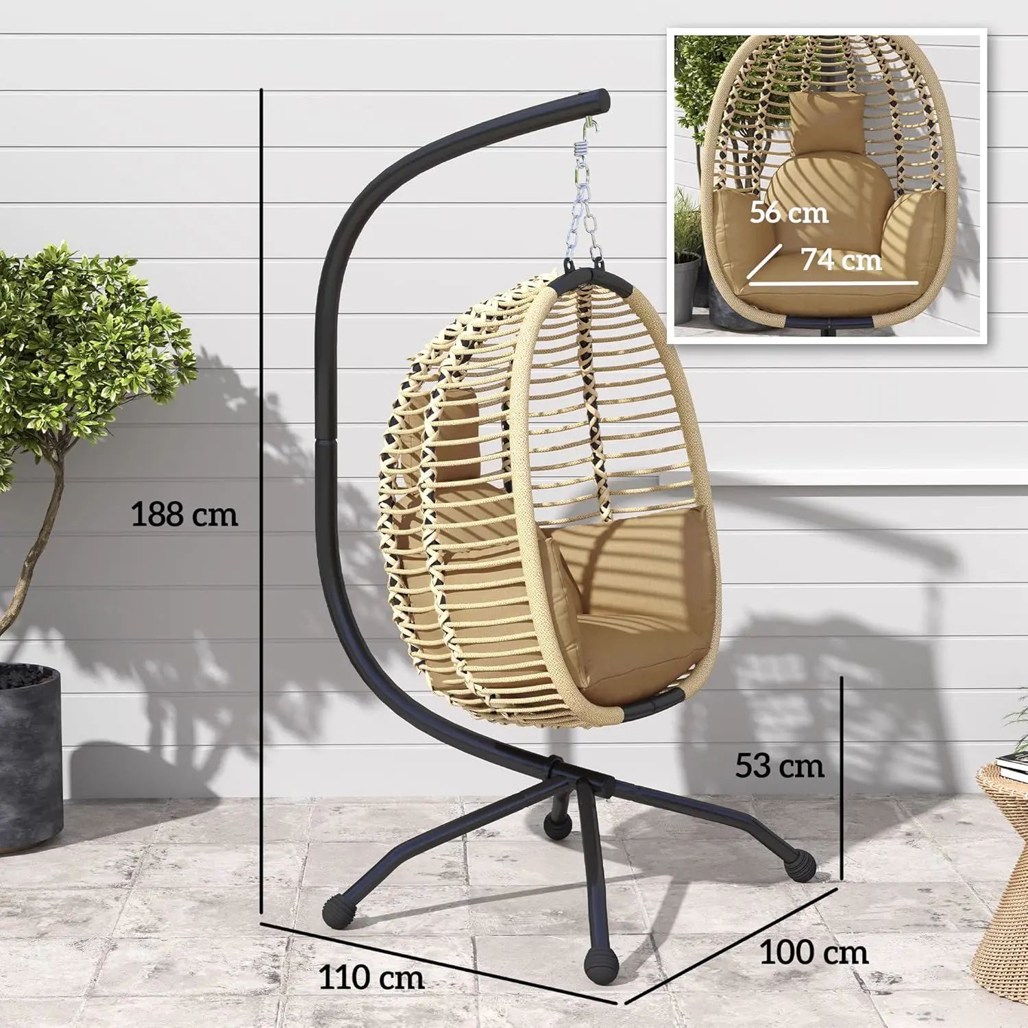 Fauteuils suspendus en métal beige vue 7
