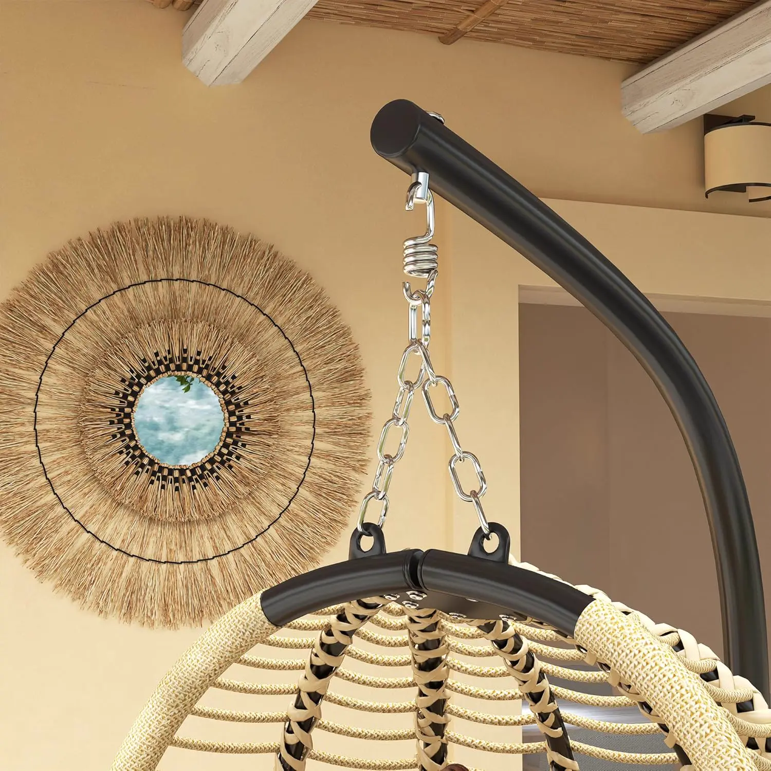 Fauteuils suspendus en métal beige vue 9