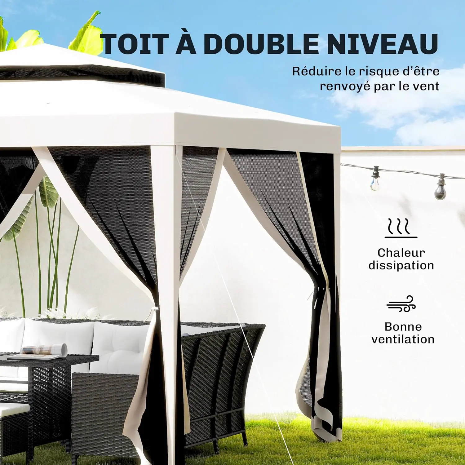 Tonnelle en métal crème vue 4
