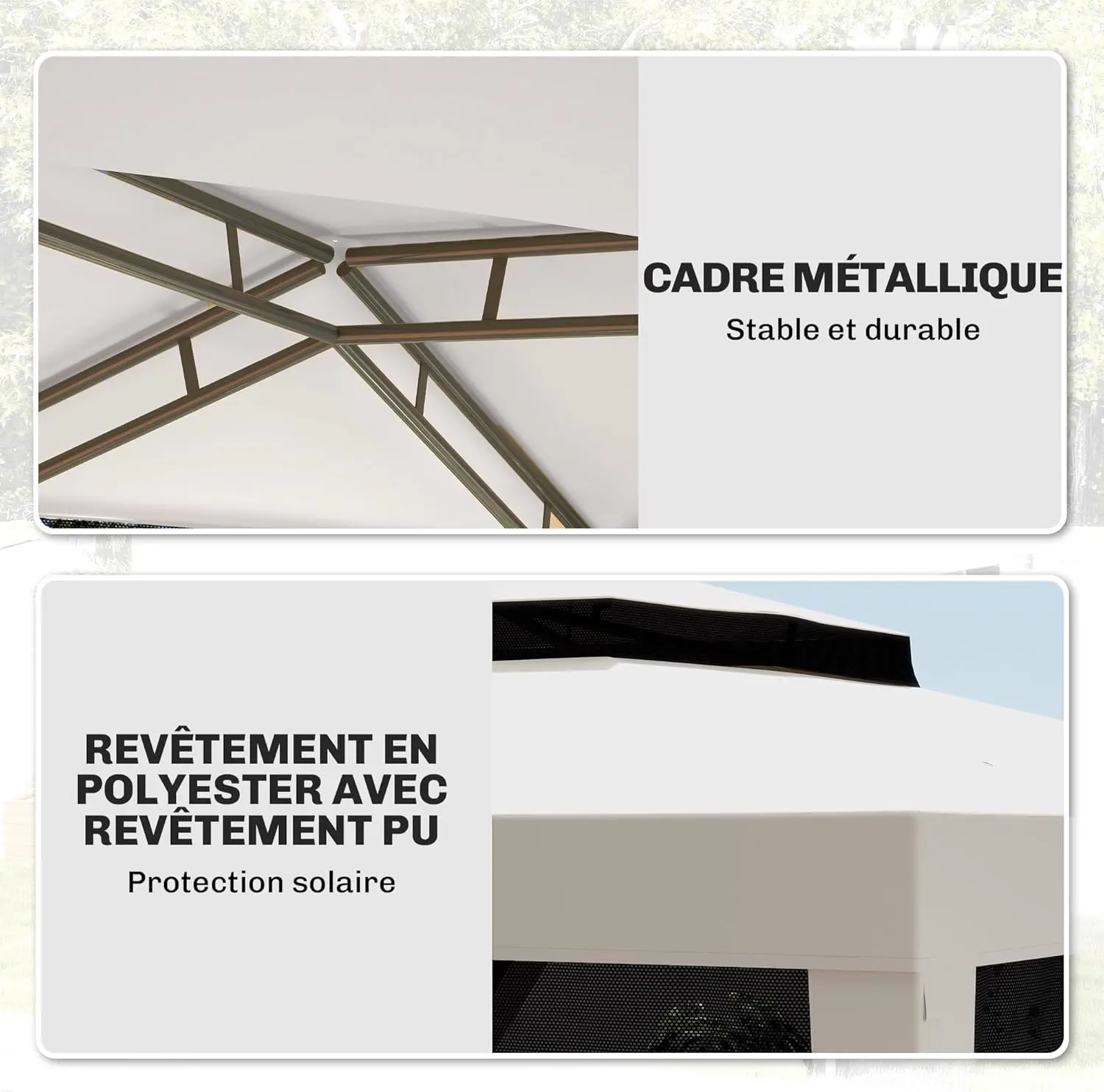 Tonnelle en métal crème vue 5