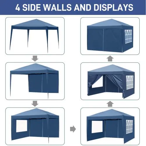 Tonnelle en métal bleu 3x3 m vue 8