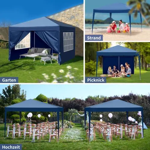 Tonnelle en métal bleu 3x3 m vue 9