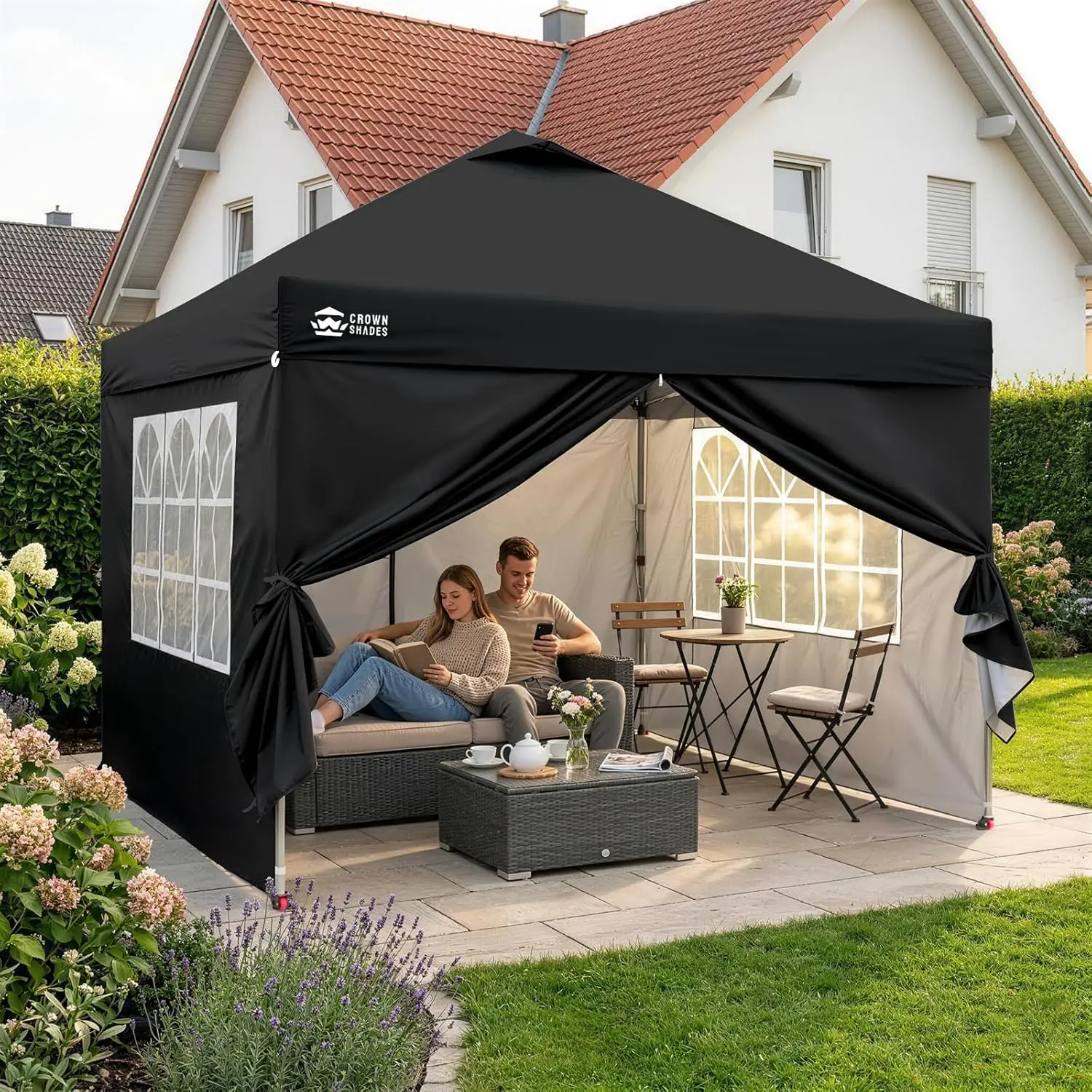 Tonnelle noir 3x3 m vue 2