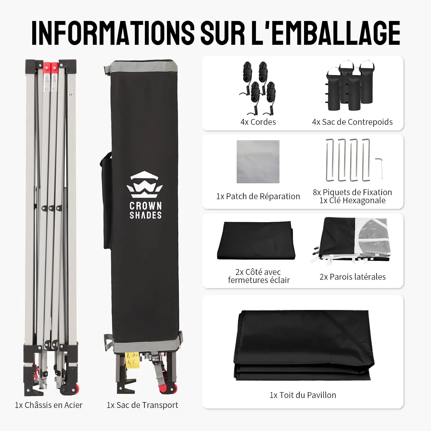 Tonnelle noir 3x3 m vue 8