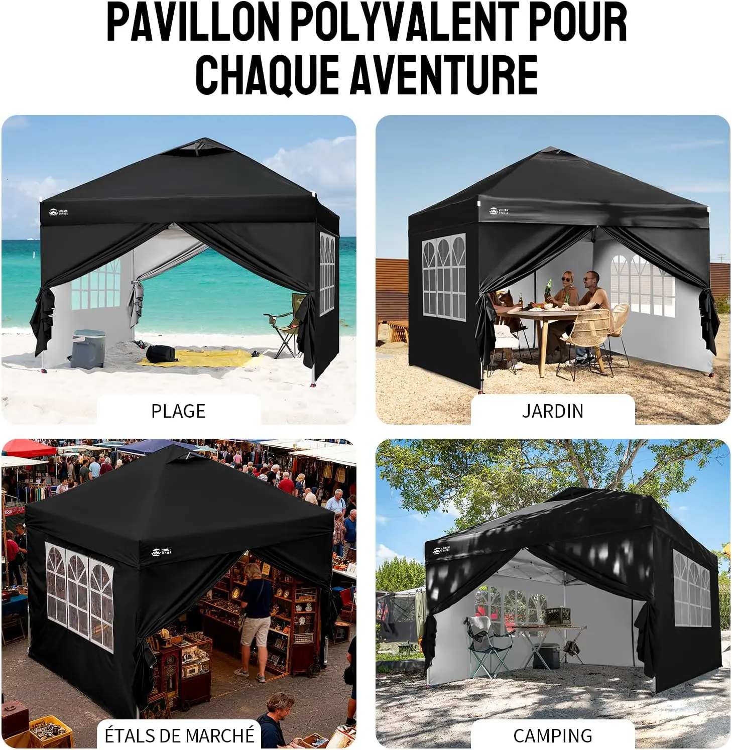 Tonnelle noir 3x3 m vue 9