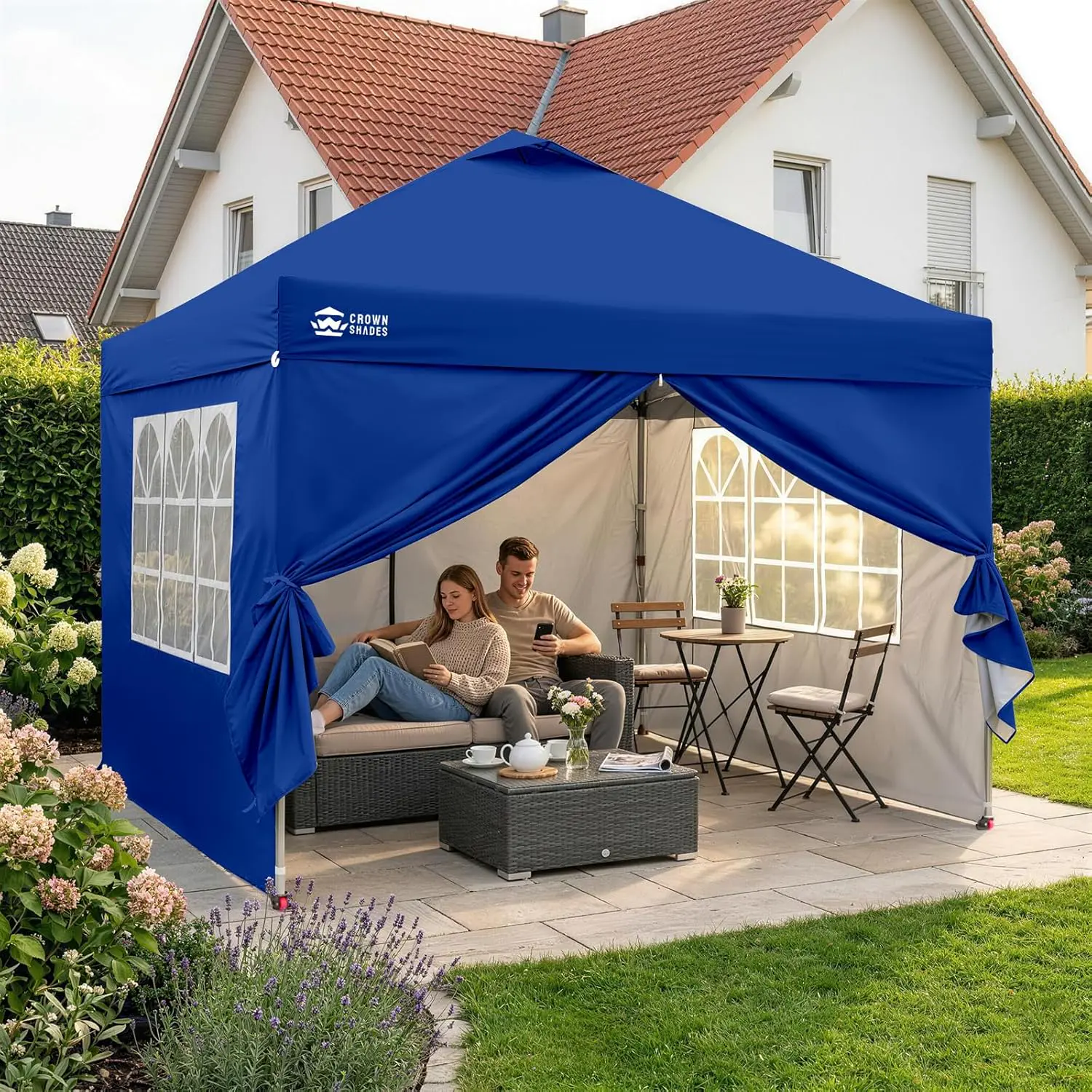 Tonnelle en métal bleu 3x3 m vue 2
