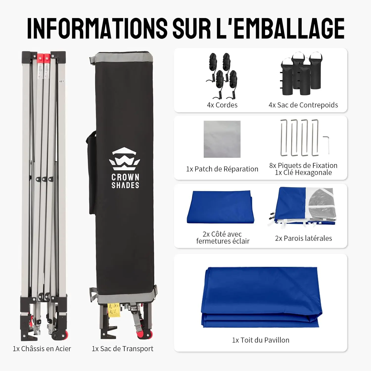 Tonnelle en métal bleu 3x3 m vue 8