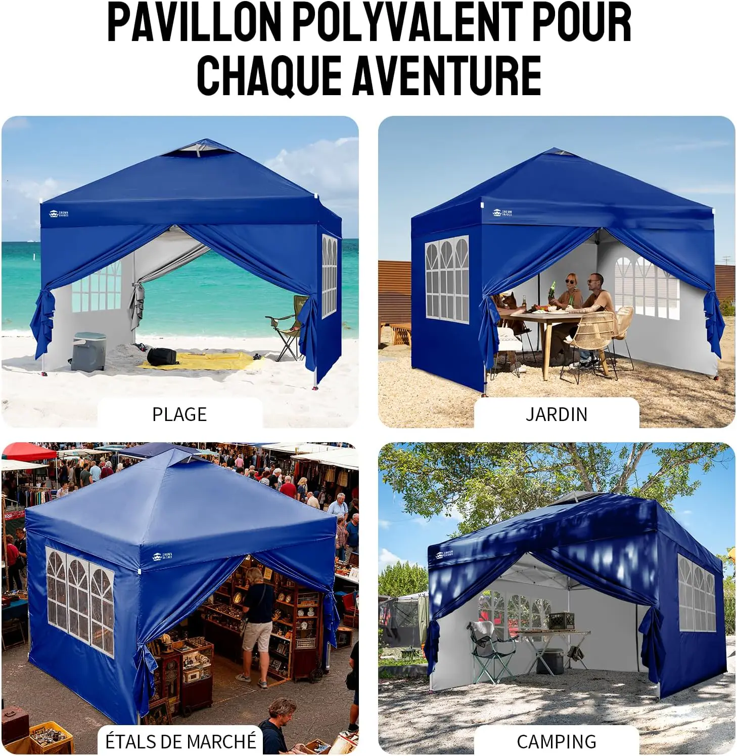 Tonnelle en métal bleu 3x3 m vue 9