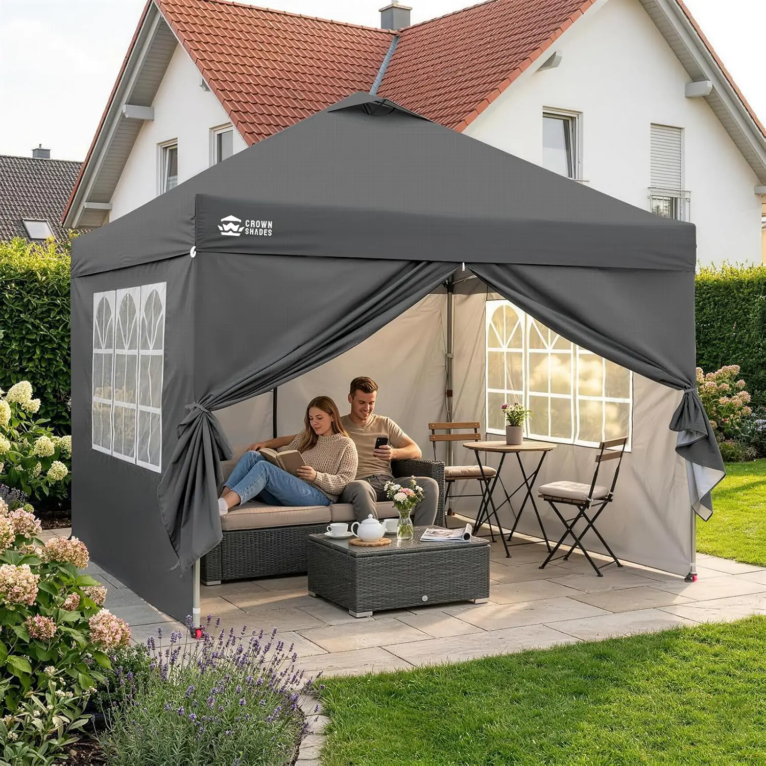 Tonnelle gris 3x3 m vue 2