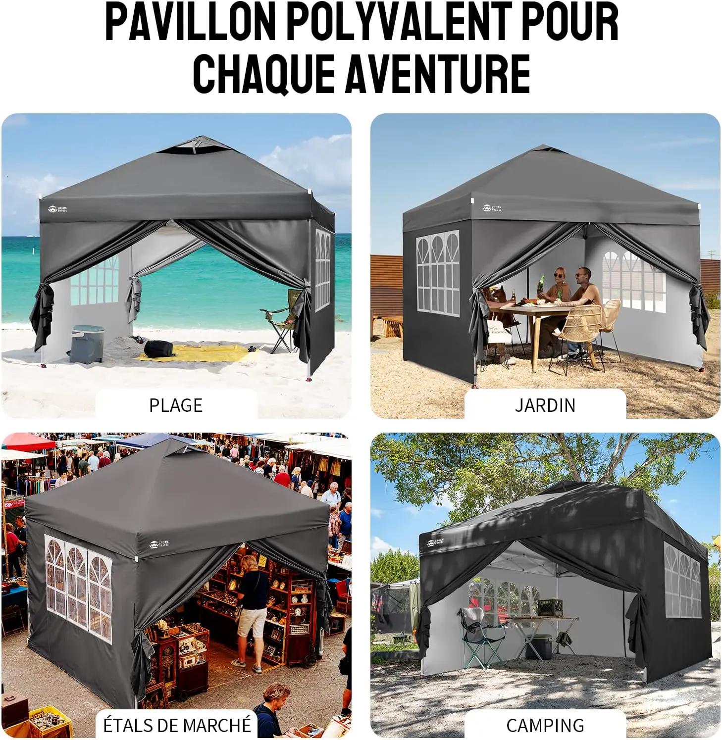 Tonnelle gris 3x3 m vue 9