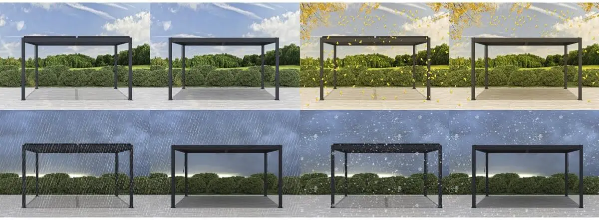 Pergola en aluminium anthracite 3x4 m vue 2