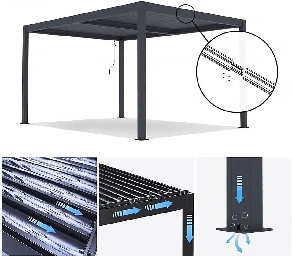 Pergola en aluminium anthracite 3x4 m vue 3