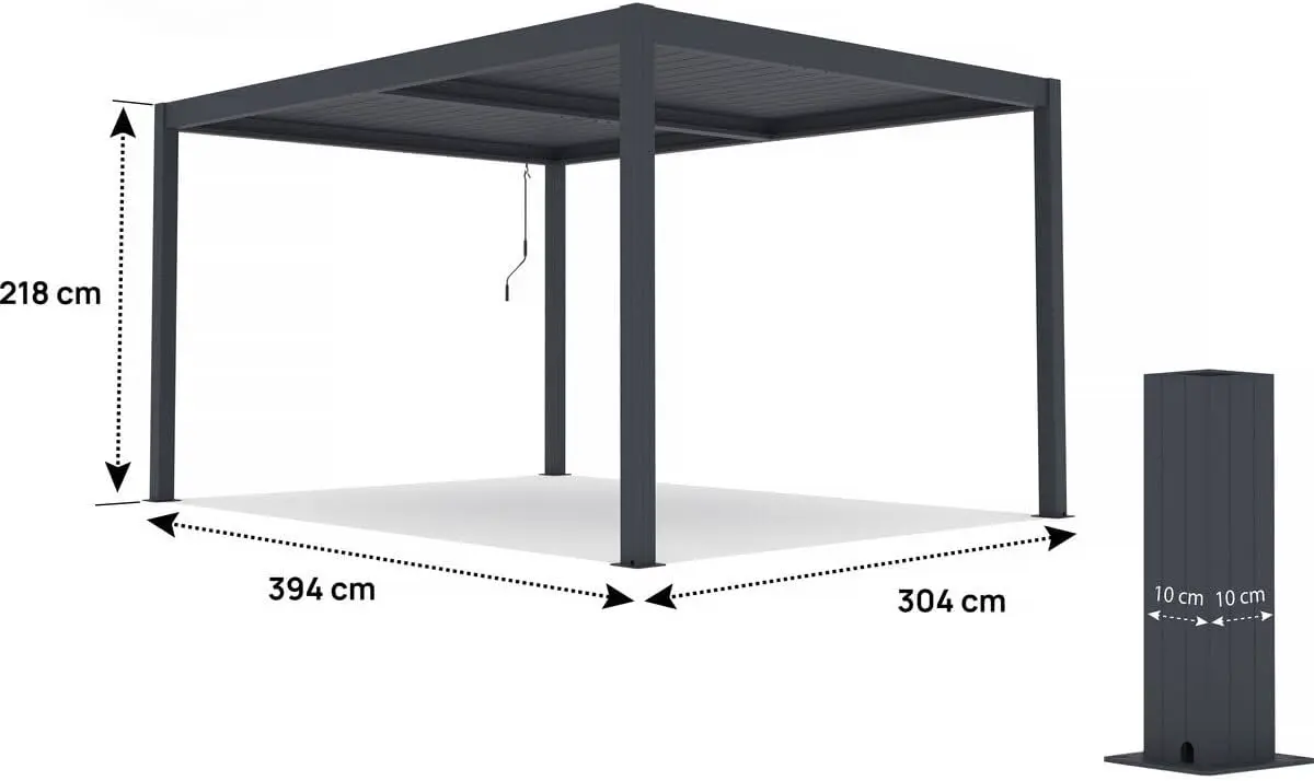 Pergola en aluminium anthracite 3x4 m vue 4