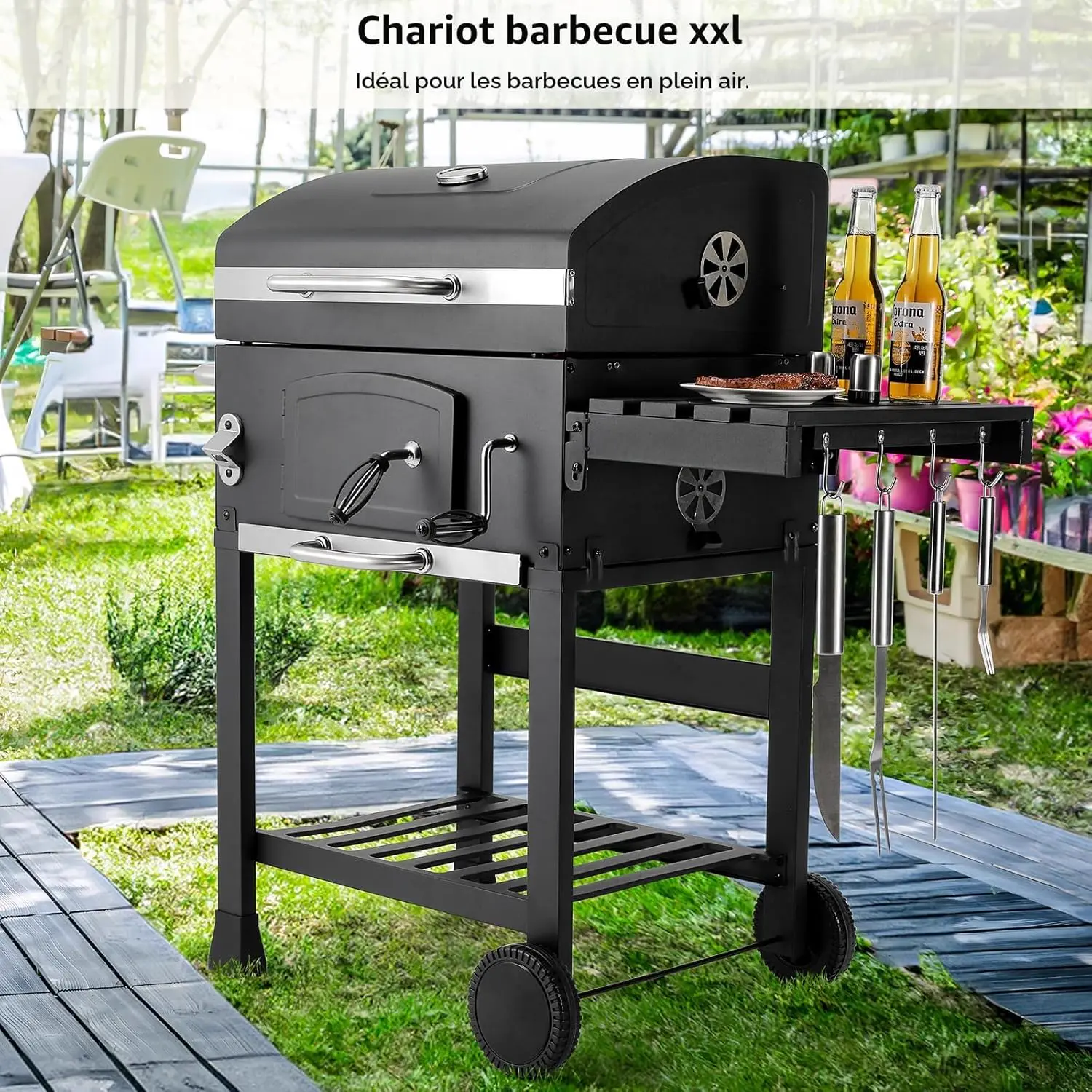 Barbecue à charbon 8 places en bois 57 m² vue 6