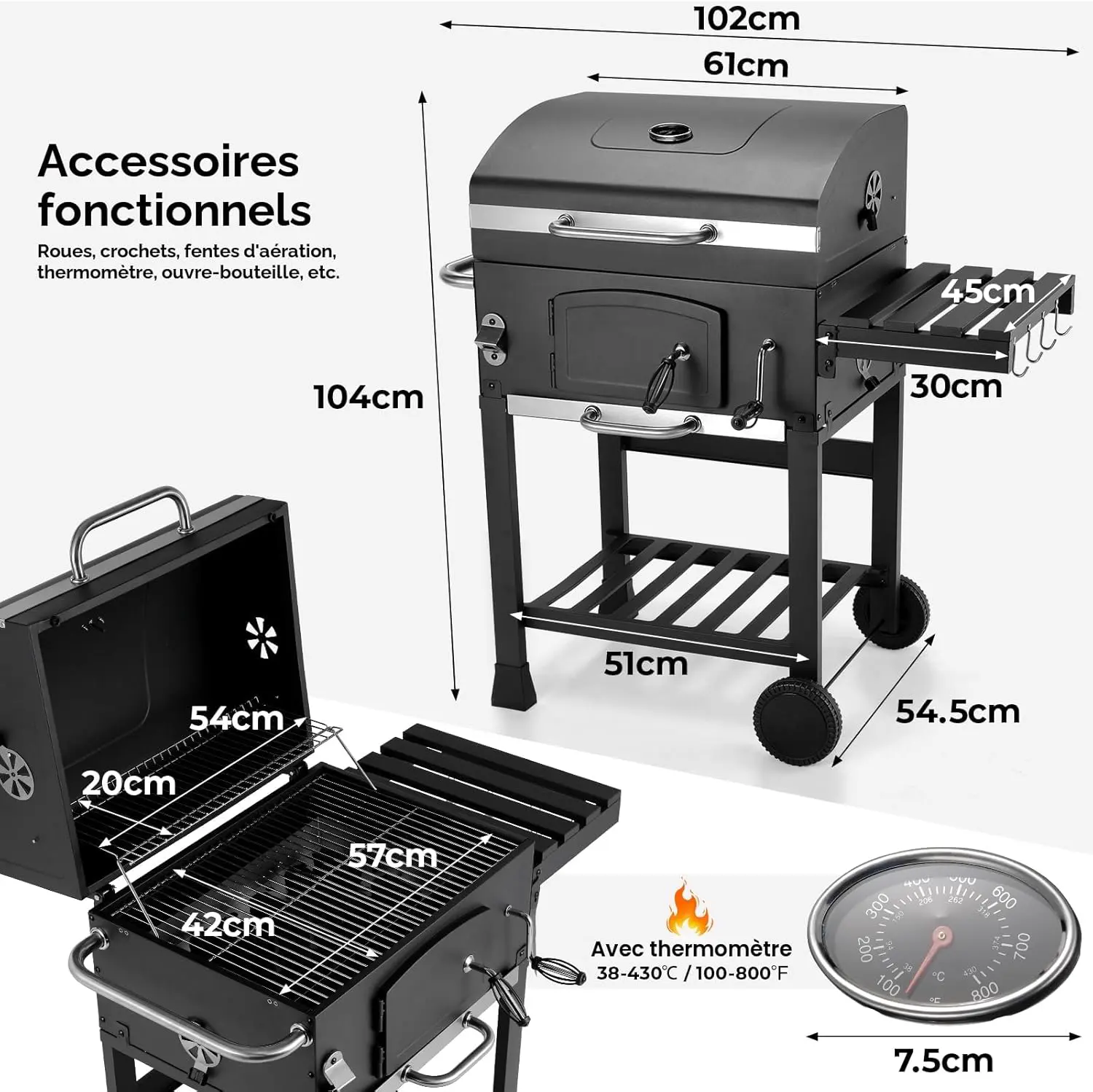 Barbecue à charbon 8 places en bois 57 m² vue 8