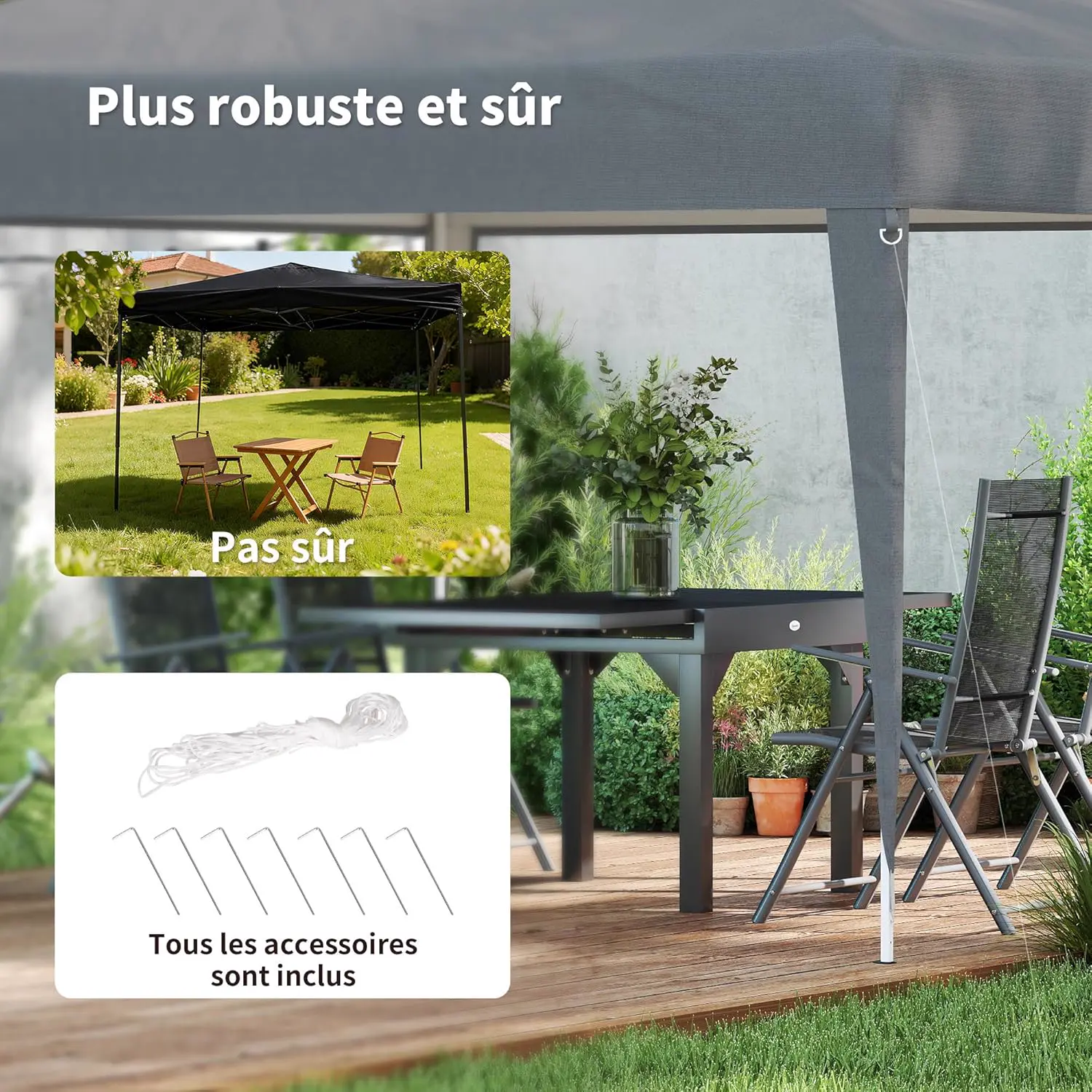 Tonnelle en métal gris 3x3 m vue 5