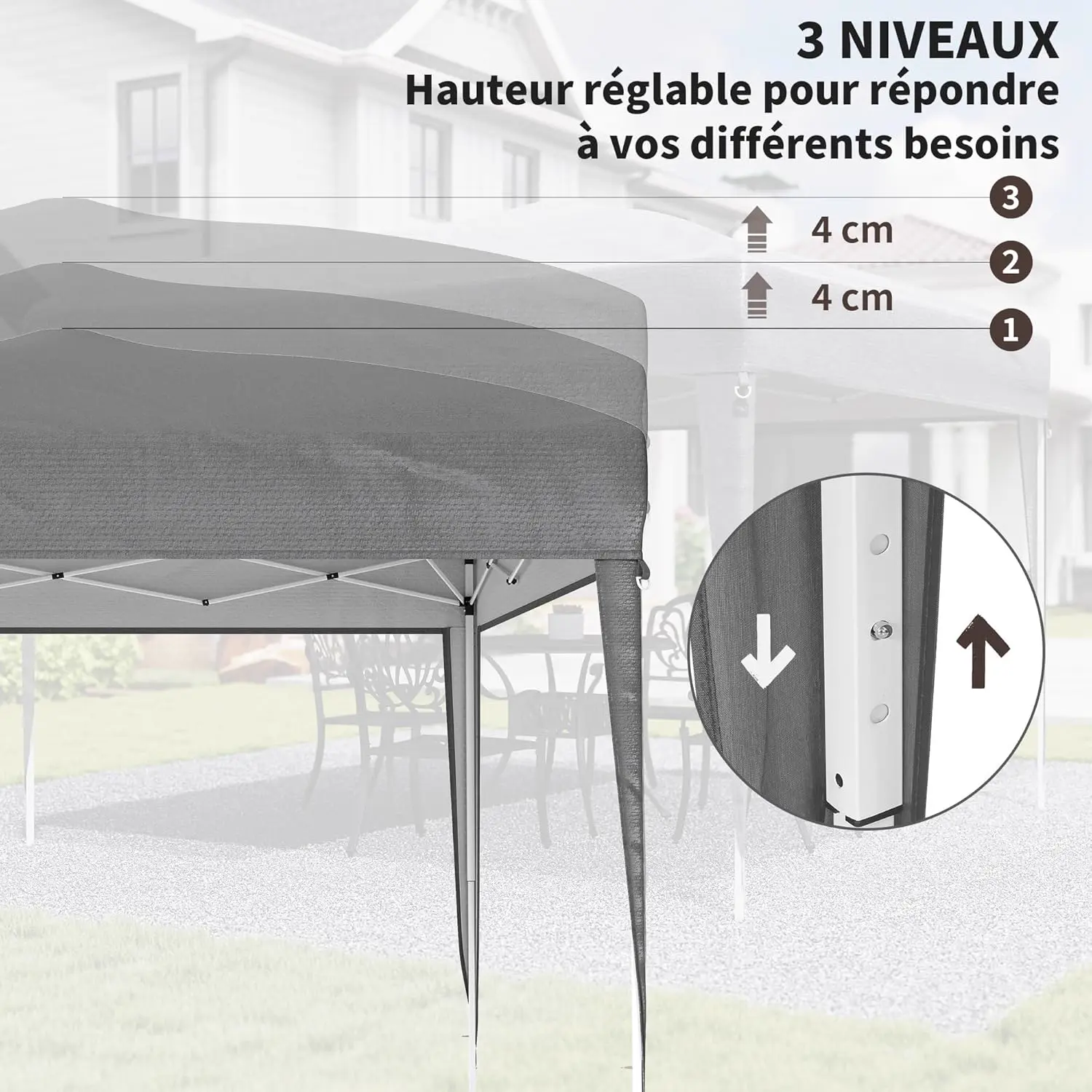 Tonnelle en métal gris 3x3 m vue 6