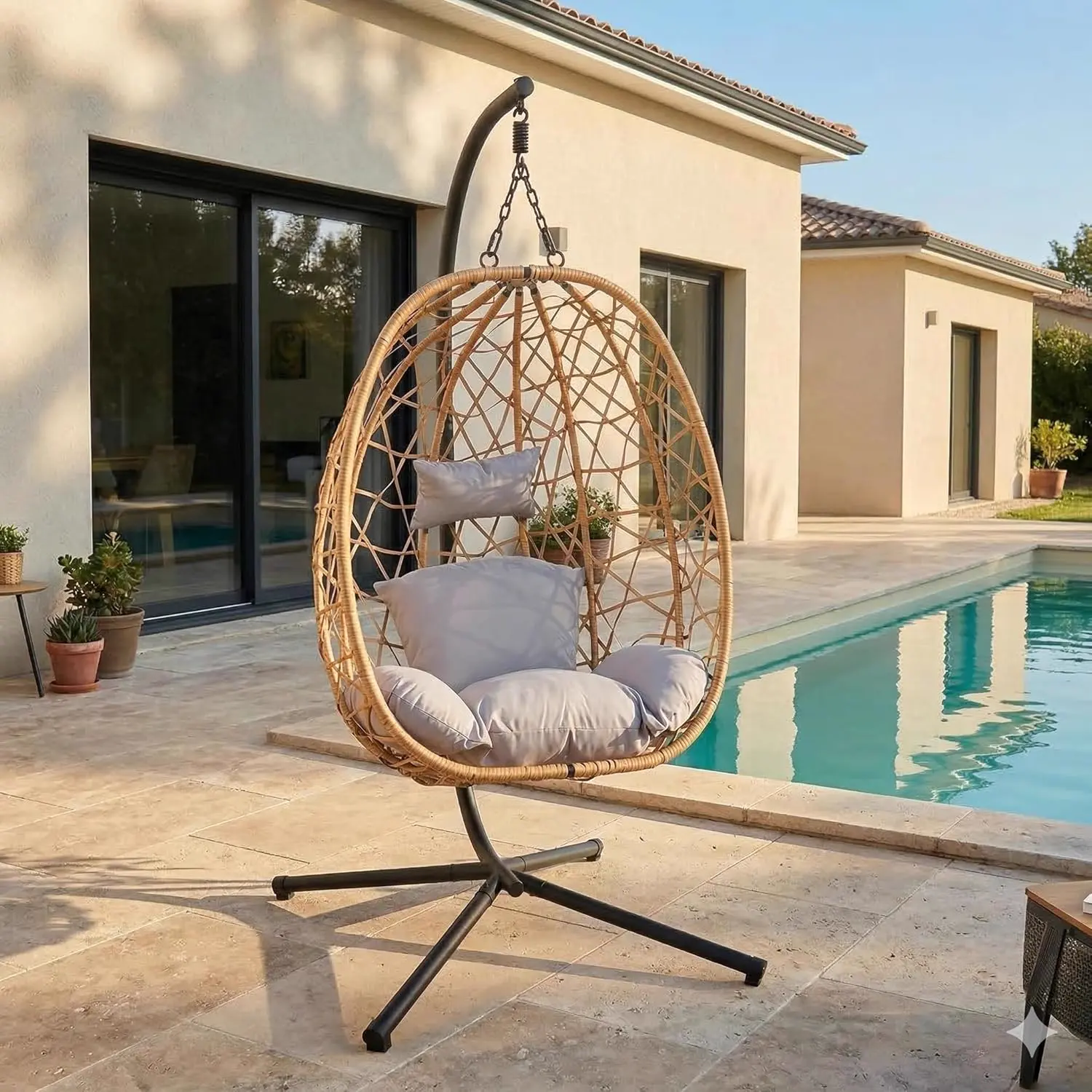CONCEPT USINE | Fauteuil Suspendu avec Support en Résine Tressée
