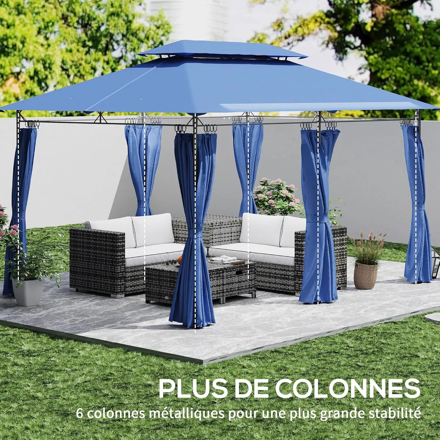 Tonnelle en métal bleu 3x4 m vue 4
