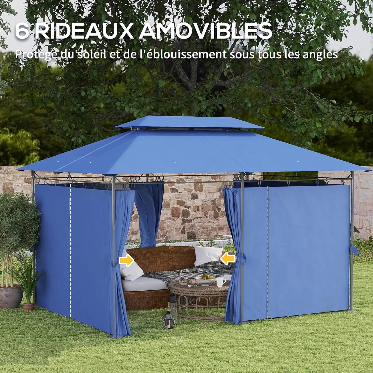 Tonnelle en métal bleu 3x4 m vue 5