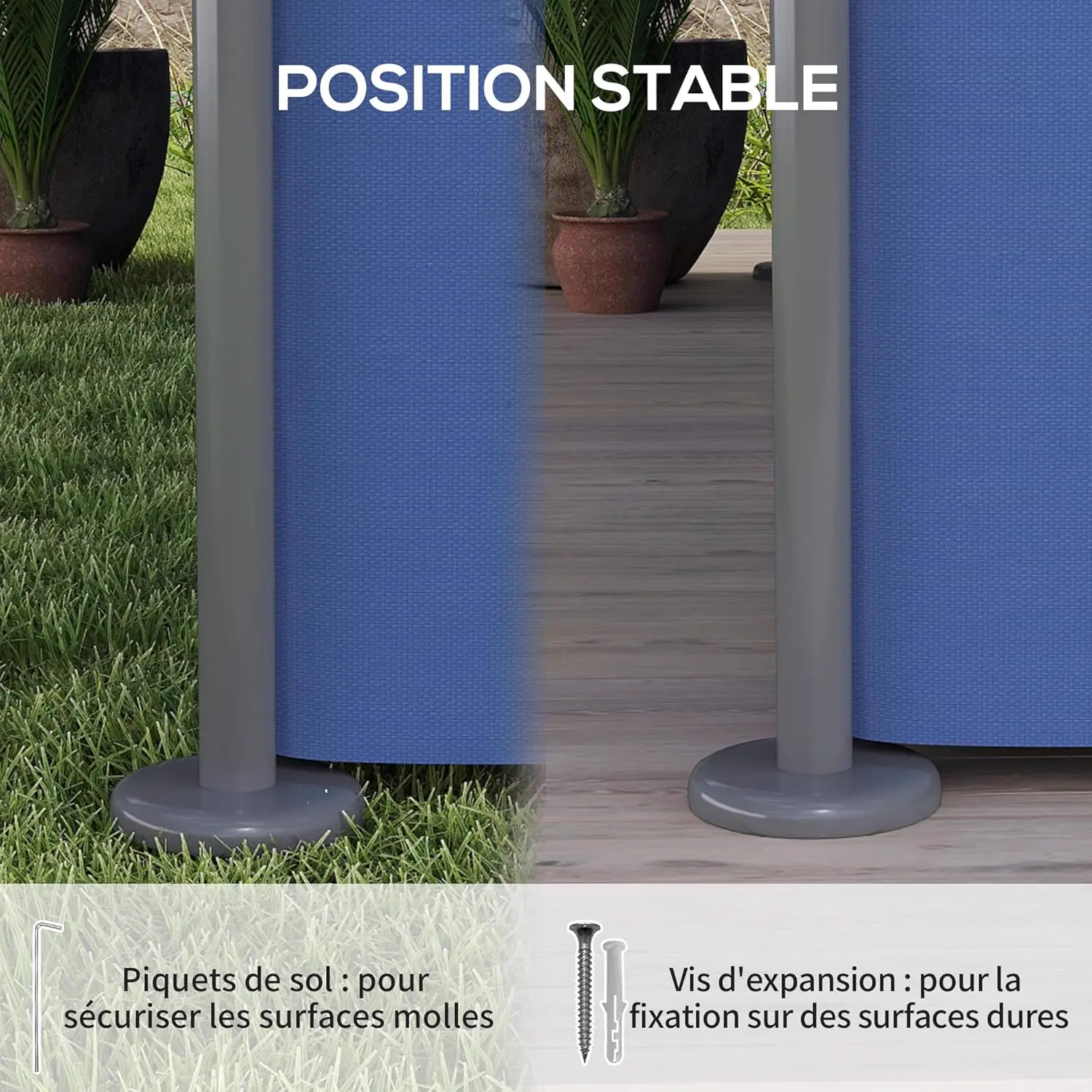 Tonnelle en métal bleu 3x4 m vue 6