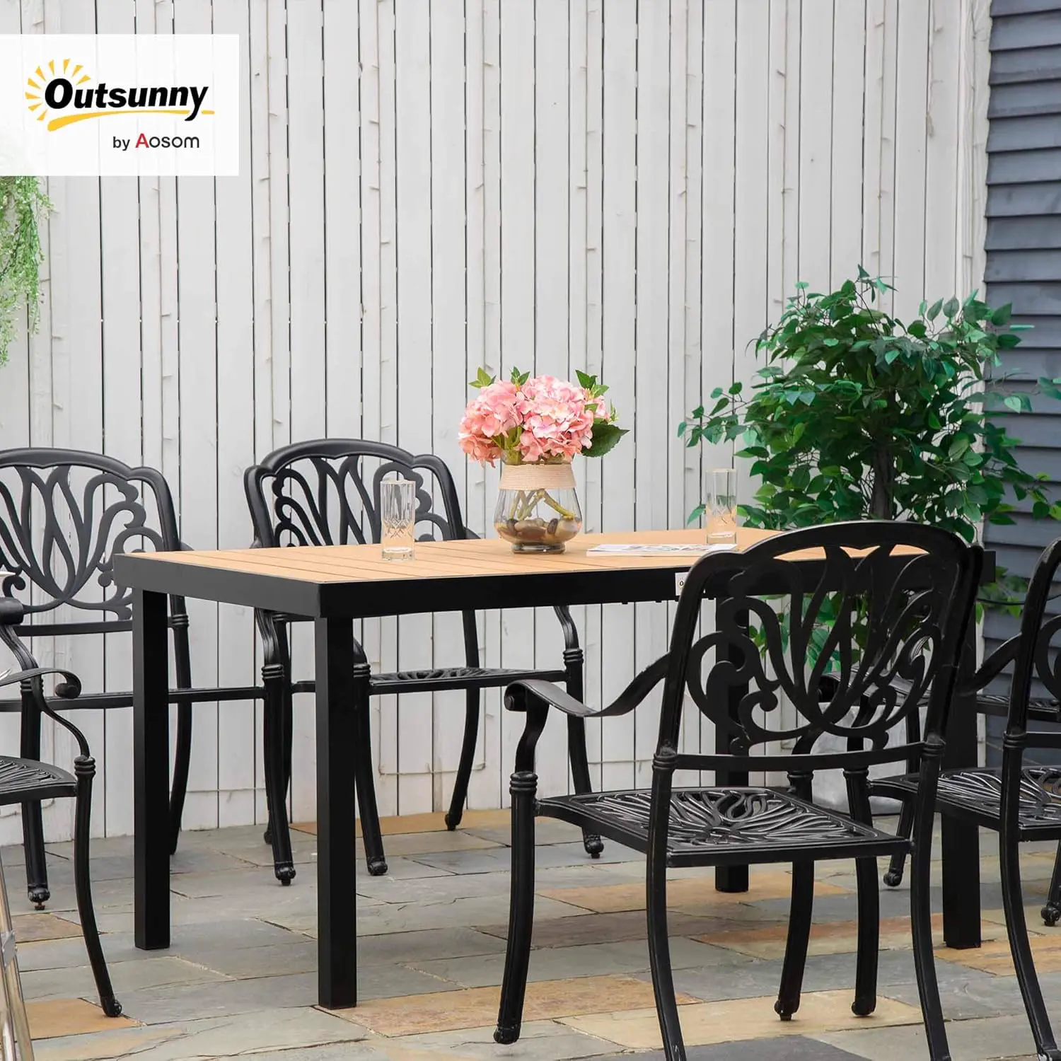 Table de jardin 6 places en aluminium naturel vue 2