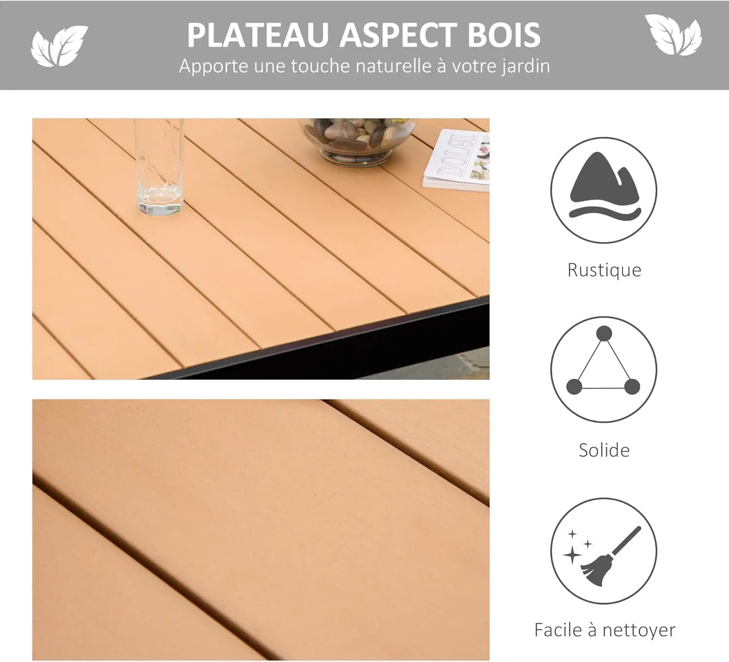 Table de jardin 6 places en aluminium naturel vue 4