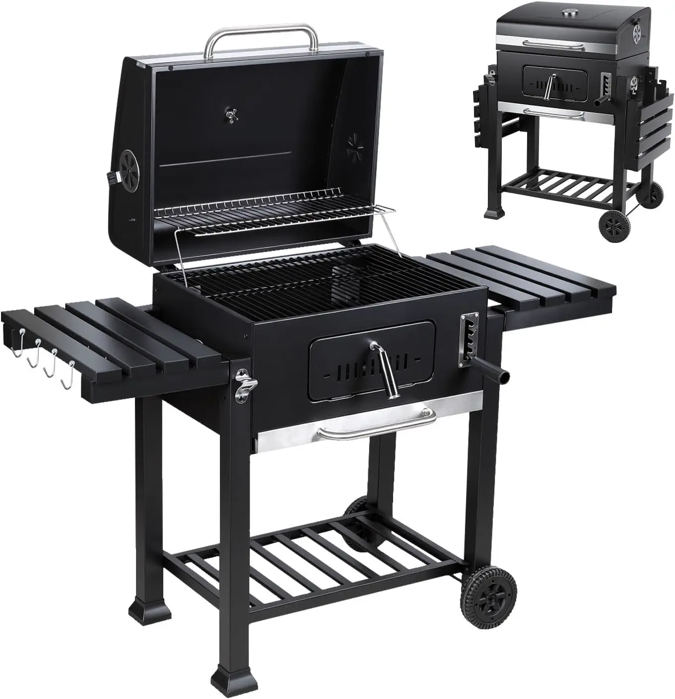 Barbecue au charbon de bois XXL fumoir avec couvercle